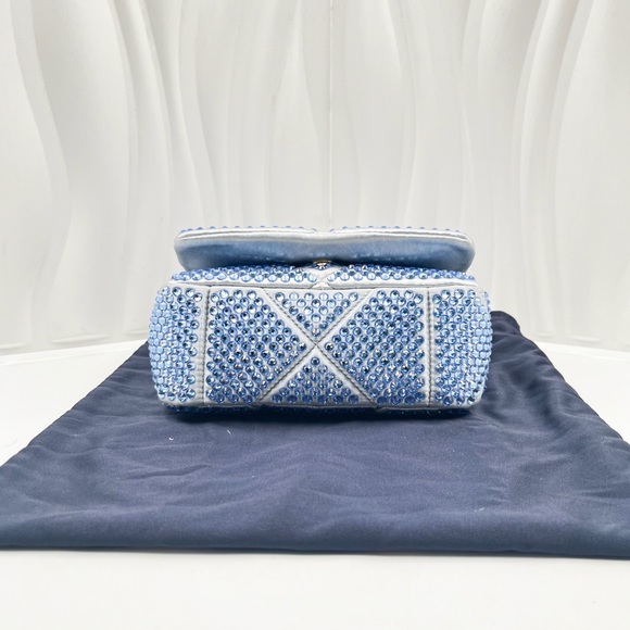 PRADA Mini Satin Bag with Crystal Embellishments Blue Gold Hardware - Picture 10 of 16